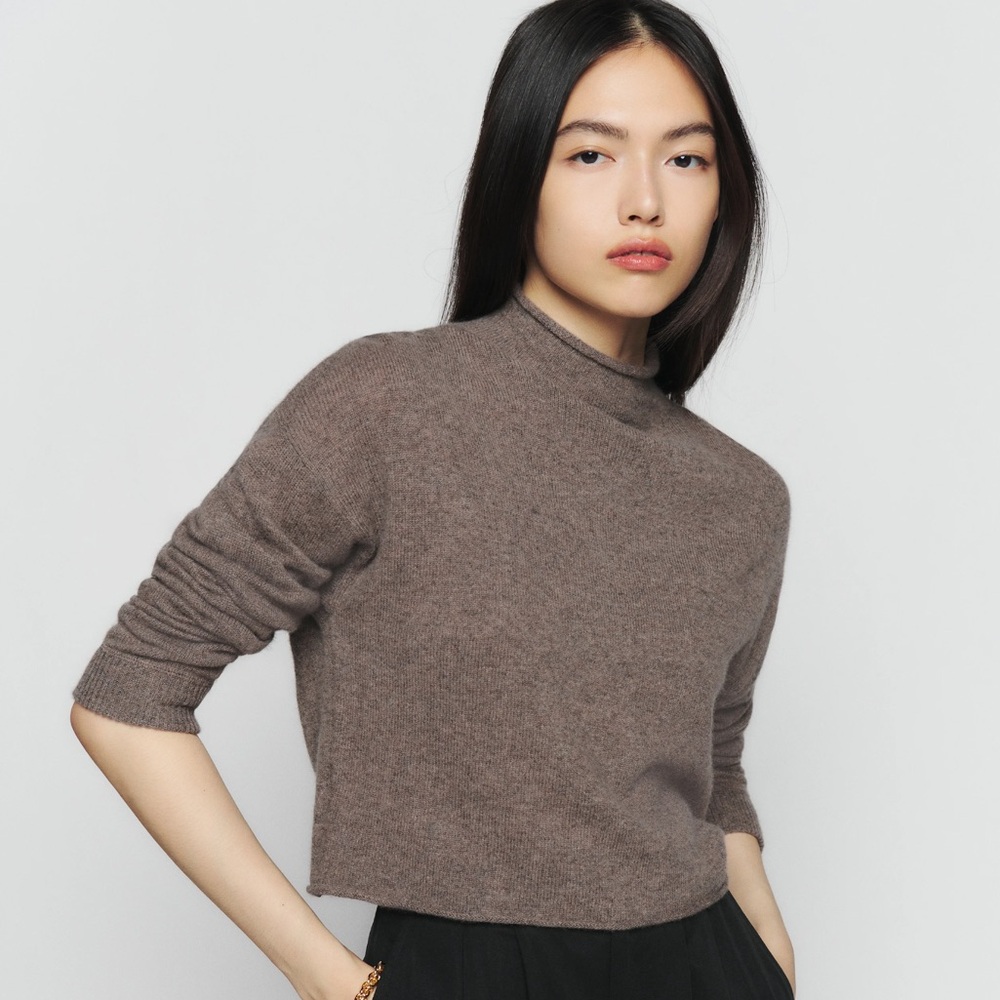 Reformation cropped cashmere turtleneck sweater